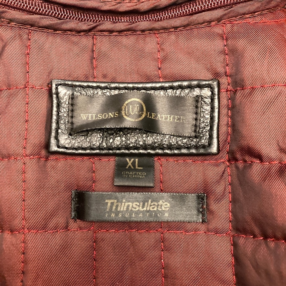 Vtg Wilsons Black Leather Jacket Womens XL Removable Lining Quilted 90s - Picture 4 of 8